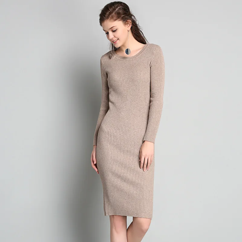 

Lady's Fashion Knit Sexy Slim Fit Long Dress for Spring and Autumn, 4 colors