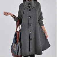 

2019 New Designs Women Plus Size Cloak Trench Coat Lady Long Coats Wrap Neck Coats