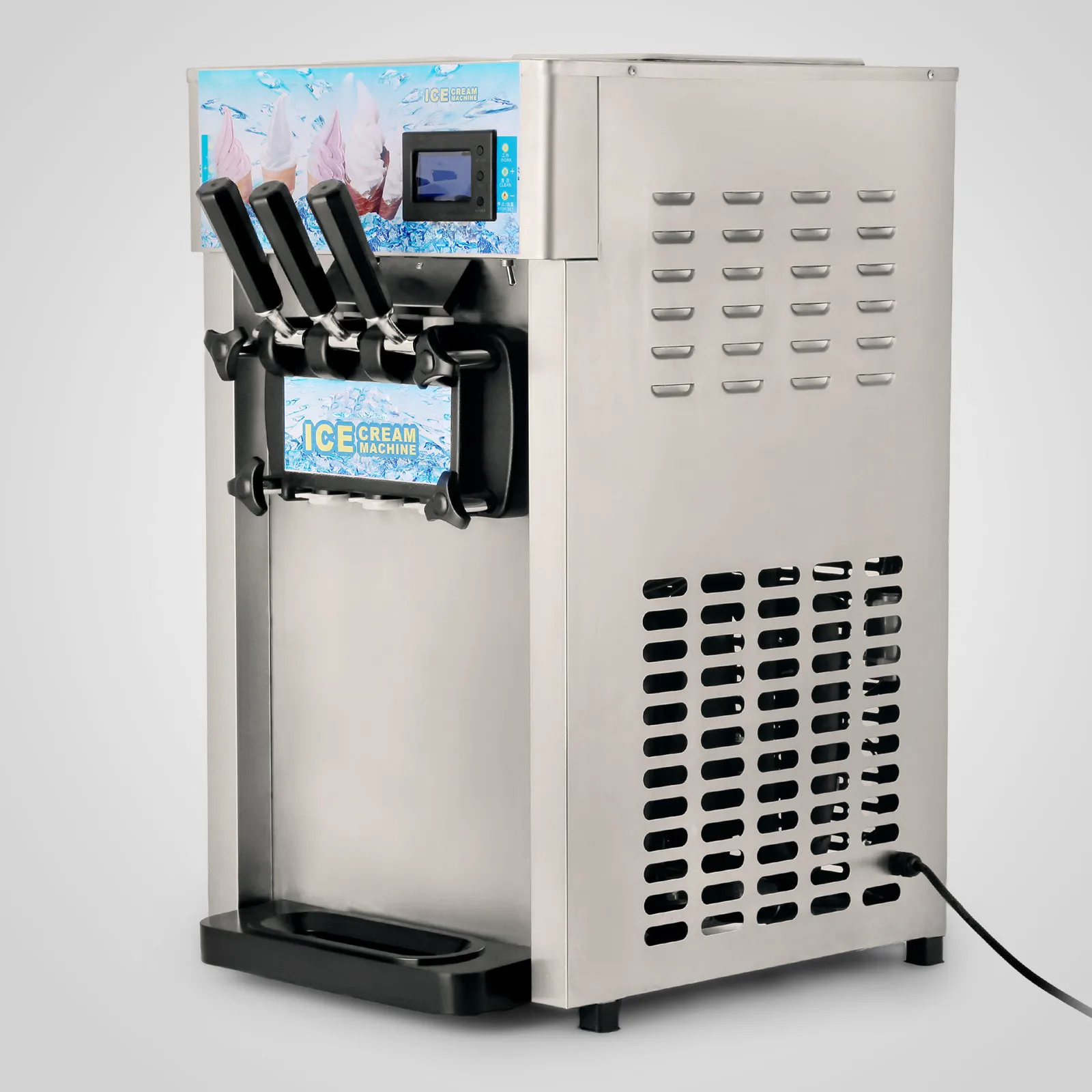Hot Sale Soft Ice Cream Machine 3-Flavor Frozen Ice Cream Yogurt Maker With 18L/H Lcd Display