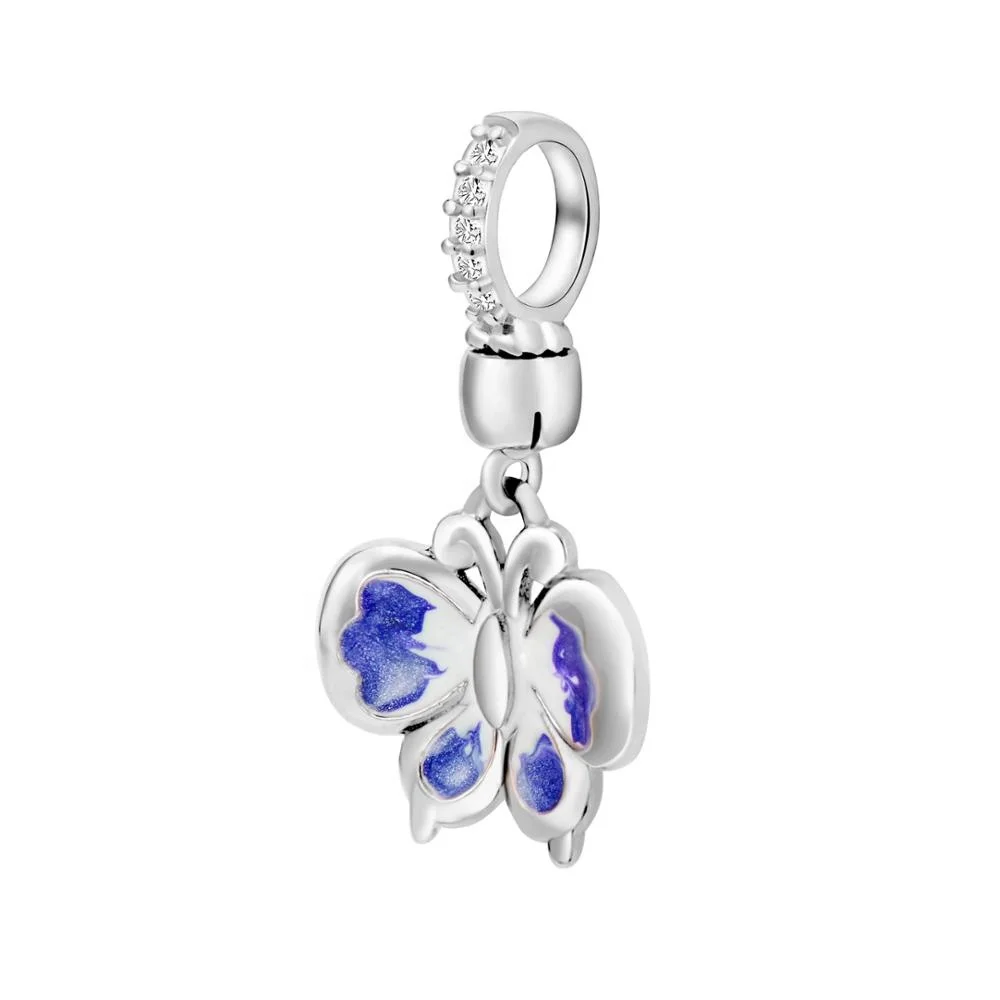 

2019 Spring Collection Jewellery 925 Sterling Silver Butterfly Pendant Charm With Bule Enemel, N/a