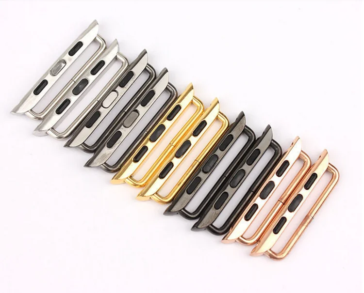 

316 Stainless Steel Strap Lugs Watch Band Adapter Buckle Electroplating Clasp Connector for Apple Watch, Silver;black;gold and rose gold