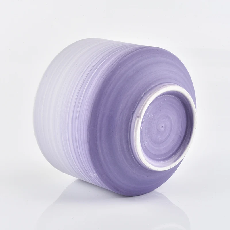 Supply Large Ceramic Candle Holders Handpainted Lavender Purple Home Decoration