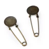 DIY 20mm 5PCS/bag Bronze Blank Round Bezel Brooch Pins Glass Cabochon Tray Base