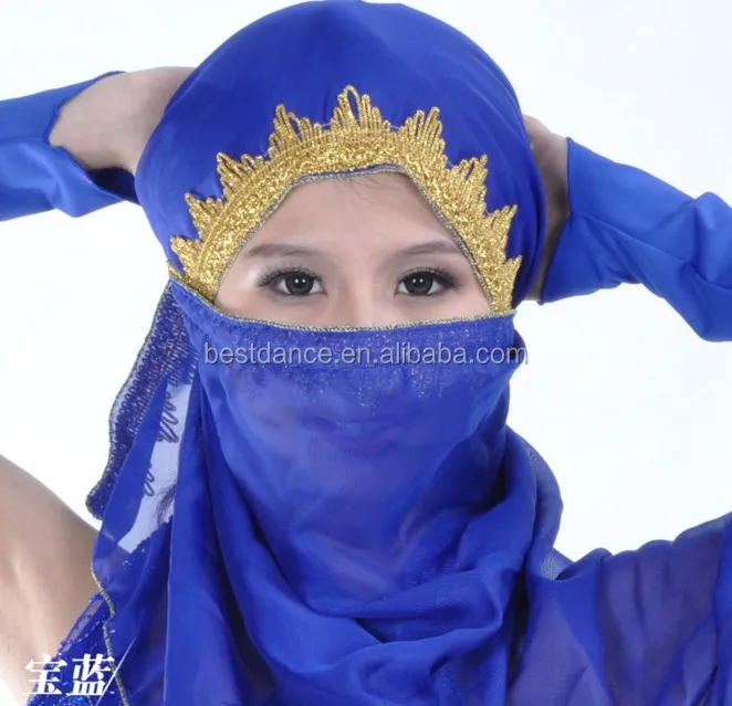 12 Colors Belly Dance veil Costume Chiffon Head Veil Shawl Gold Trim Party veil 
