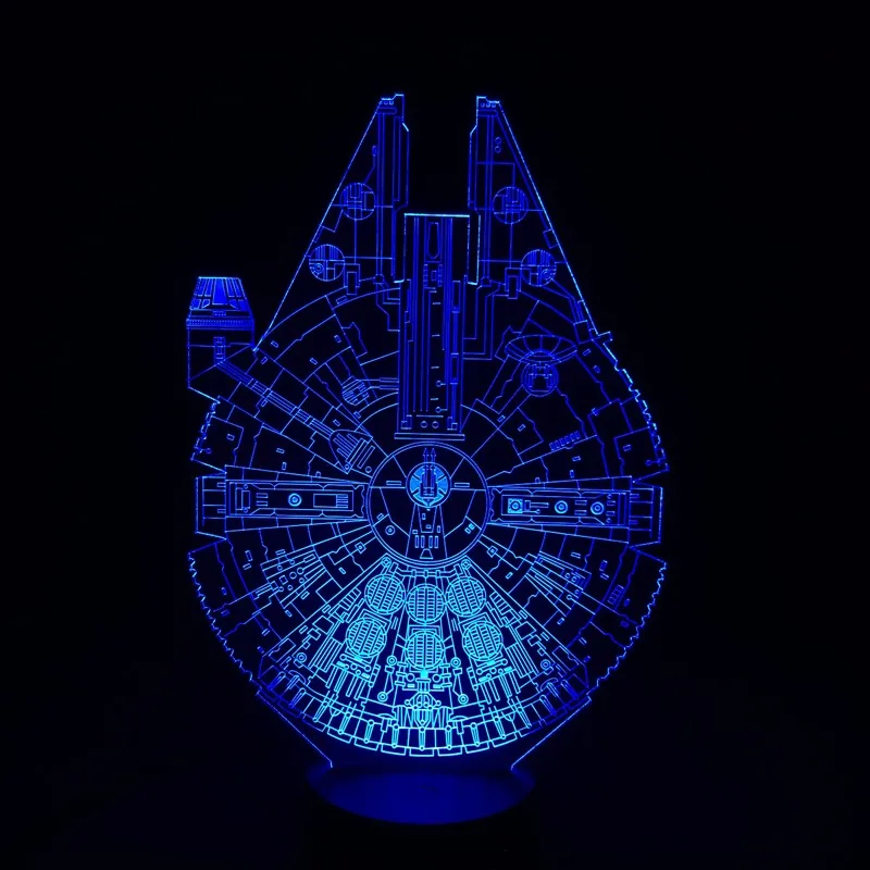 New disinged multicolor changing night lamp acrylic Millennium Falcon 3d Led Night Light
