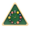 Beautiful Triangle 13 inch Pool Rack Quartz Wall Clock with Solid Wood Frame