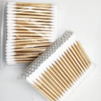 

round/pointed/spiral tips with bamboo wooden earbuds cotton swab for e-cigarette cleaning