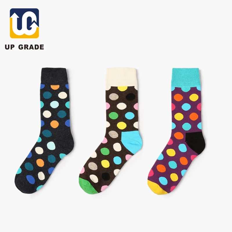 

UPGRADE jacquard Wholesale Custom Logo Striped happy socks, Like picture