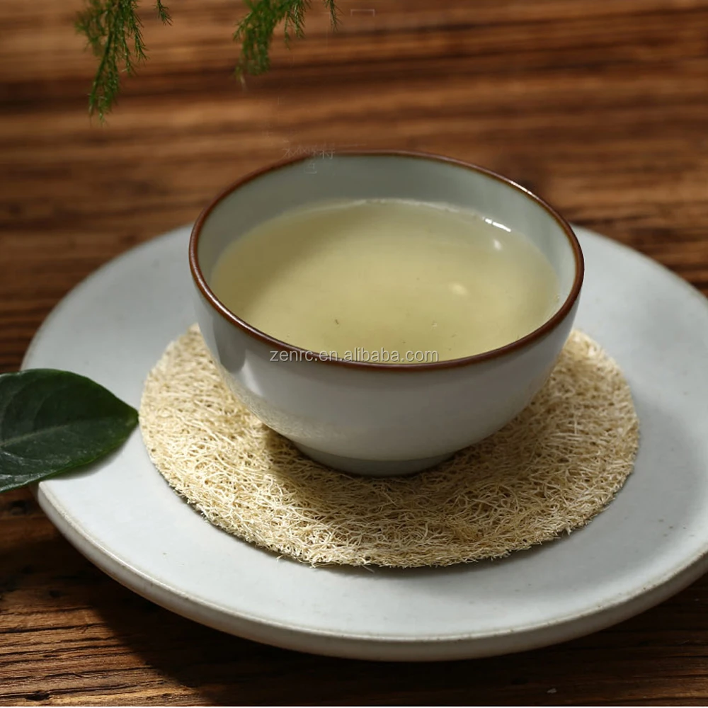 Ecology Culture Raw Aged Loofah Sponge Kitchen Mat for Tea Cup Kettle Roaster