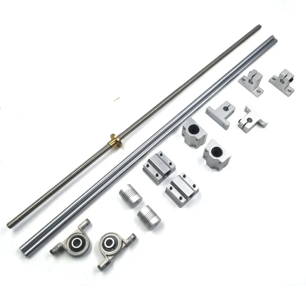 Mergorun 500mm Horizontal Optical Axis & Flexible Shaft Coupling & 8mm Lead Screw Dual Rail Shaft Support Pillow Block Bearings pack of 15