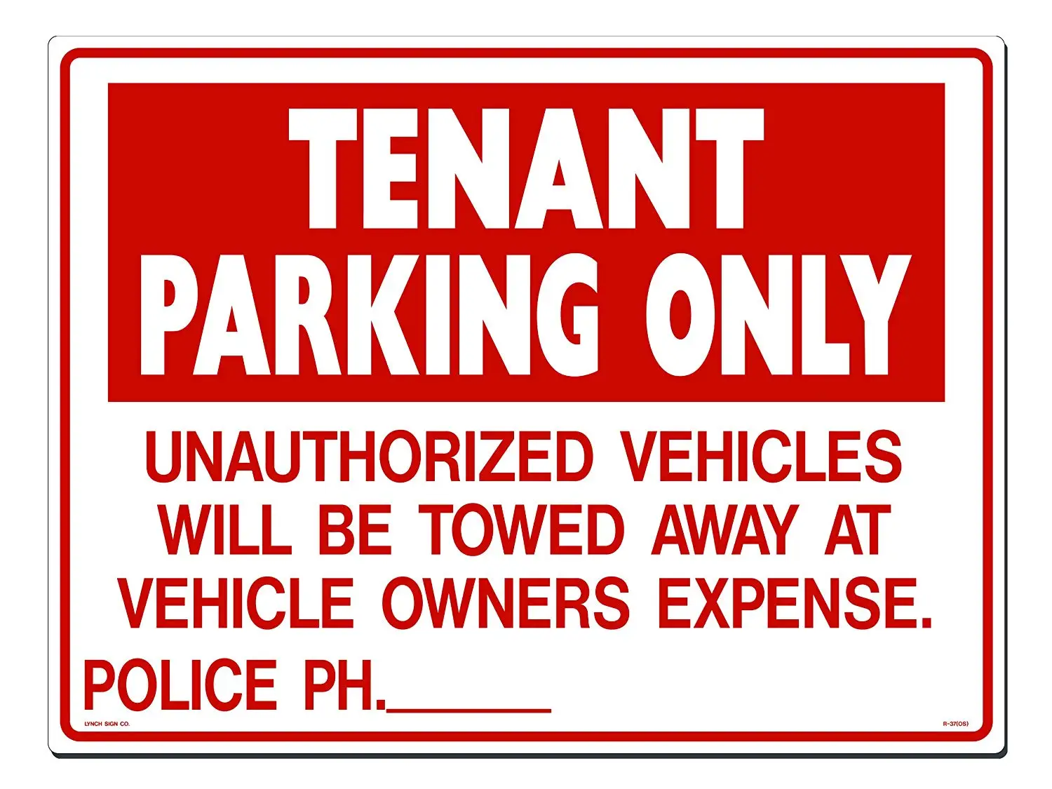 18 Height LegendTenant Parking Only Green on White 12 Width Brady 129667 Traffic Control Sign