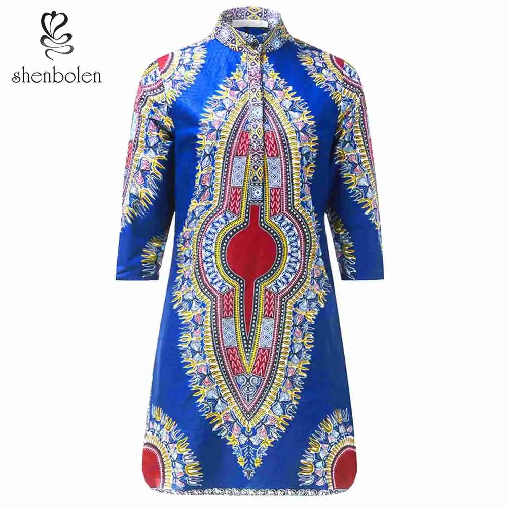 

2019 Fashion African Print Women Dashiki Dress Classical African Wax Cotton Factory Wholesale, As pic or customized