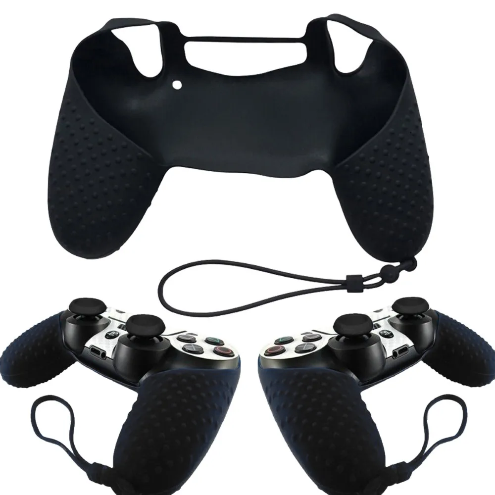 

Silicone Rubber Skin Non-slip Grip Cover Case for Sony PS4 Controller with Lanyard