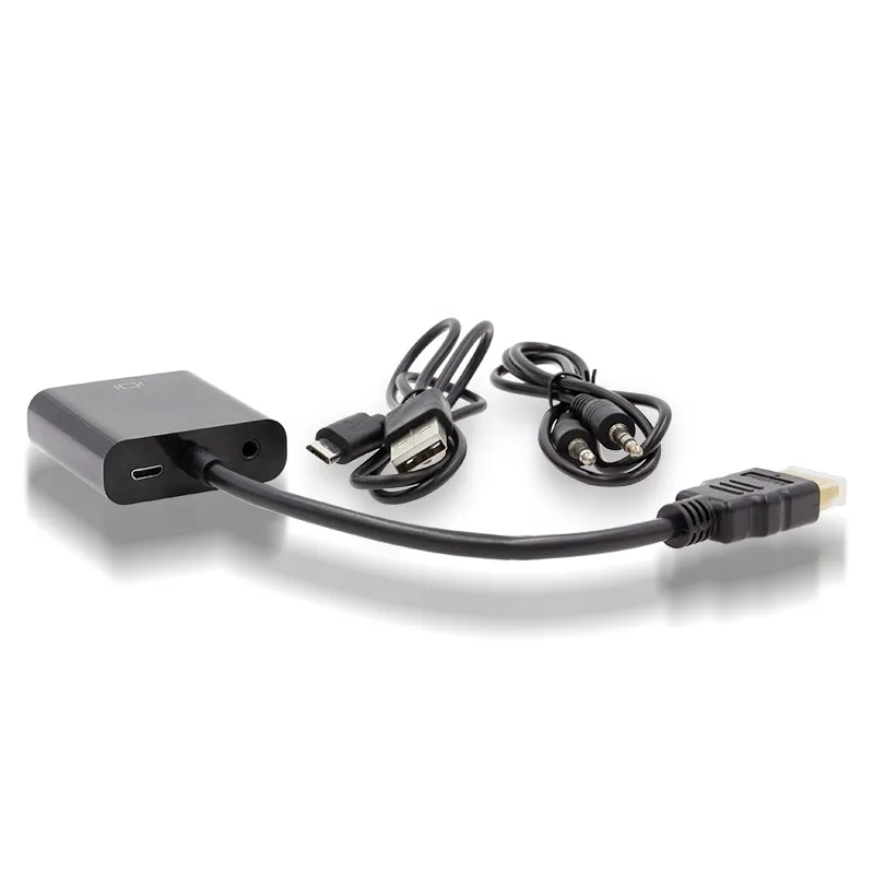 HDMI to VGA Adapter Converter Cable with Micro USB Power 3.5mm Audio Jack