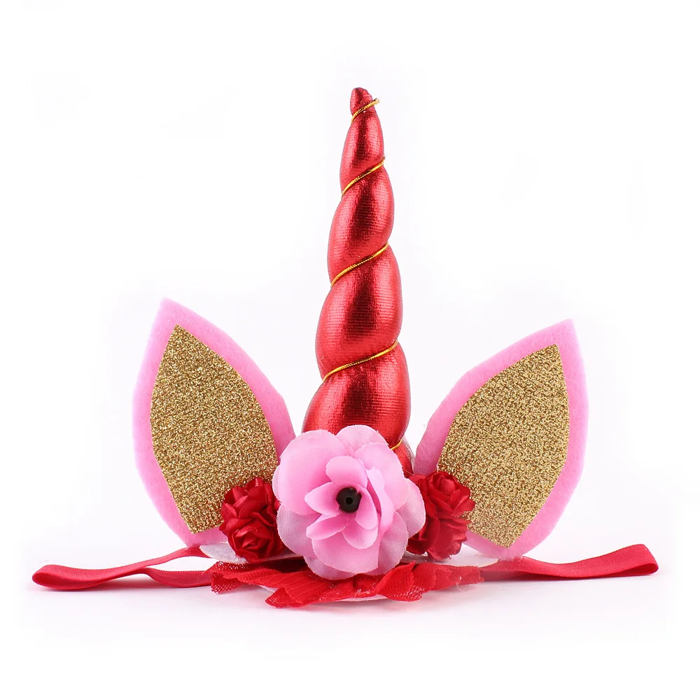 New Birthday Party Accessories Handmade Animal Ear Flower Unicorn Headband For Girls
