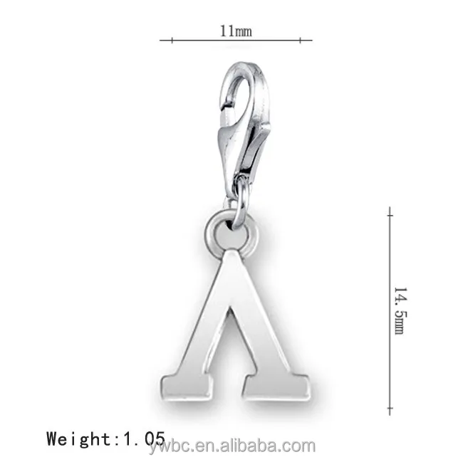 

Small MOQ Wholesale Price Lobster Clasp Greek Alphabet Lambda Letter Charm Metal Accessories For Jewelry,charms for jewelry maki