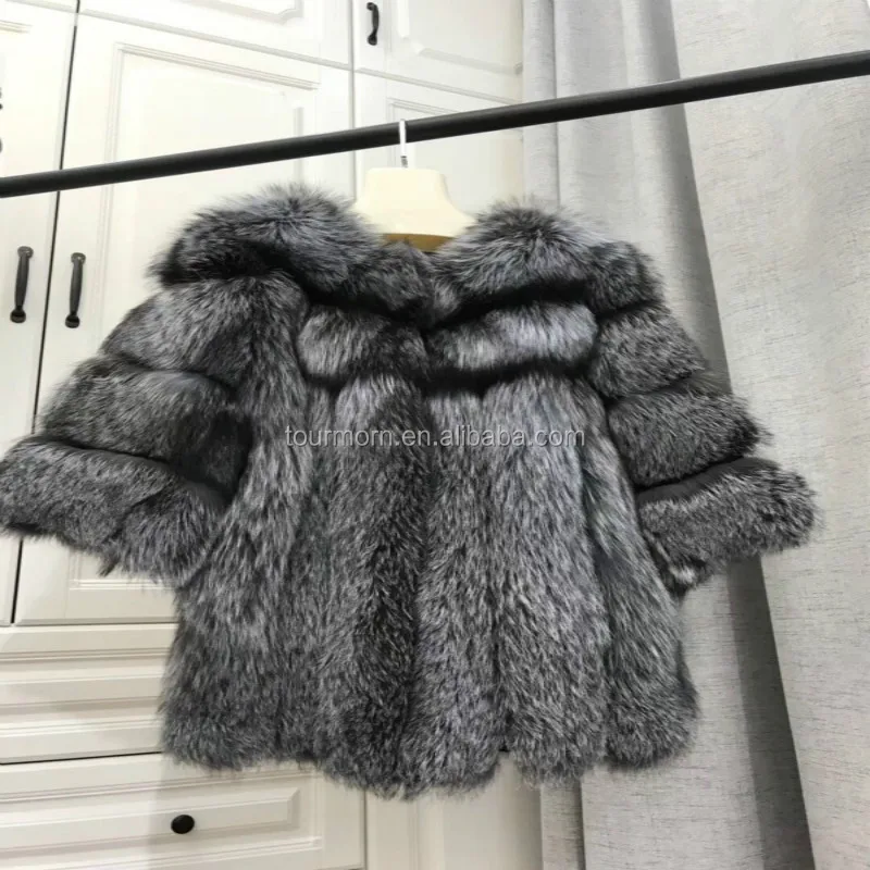 Beautiful Winter Fashion Grey Fox Fur Coat Fox Fur Women - Buy Fur ...