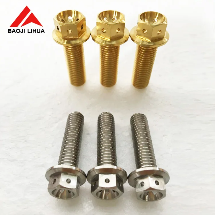 M6x1.0 Titanium Flange hex Race spec bolt drilled