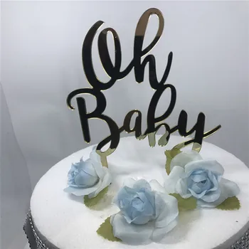 Oh Baby Cake Topper For Baby Shower Cake Decoration Mirror Glod