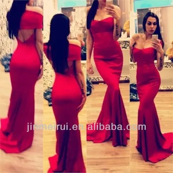 fishtail red prom dress