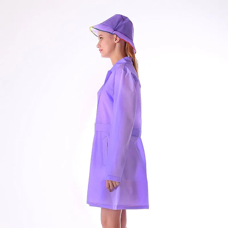 High Quality Fashion With Hat Waterproof Rain Gear Ladies Rain Jackets