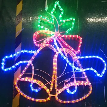 Outdoor Large Christmas Ornaments Lighted Jingle Bells Hanging Rope Light Motifs For Decoration