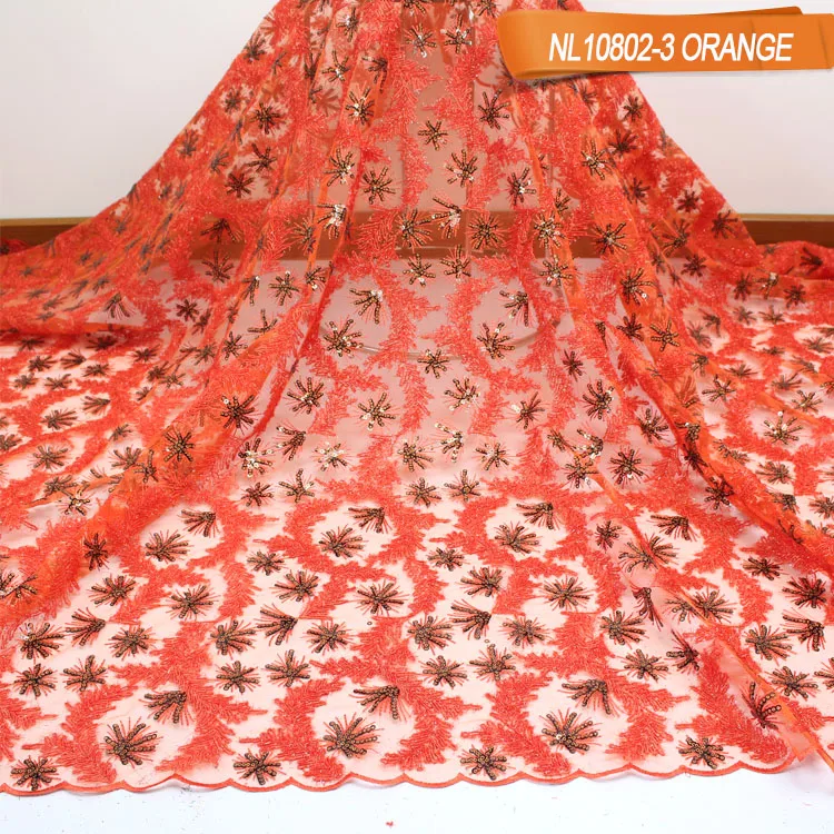 

Hot selling African 3D embroidery sequin mesh lace fabric, As custom or as pictures