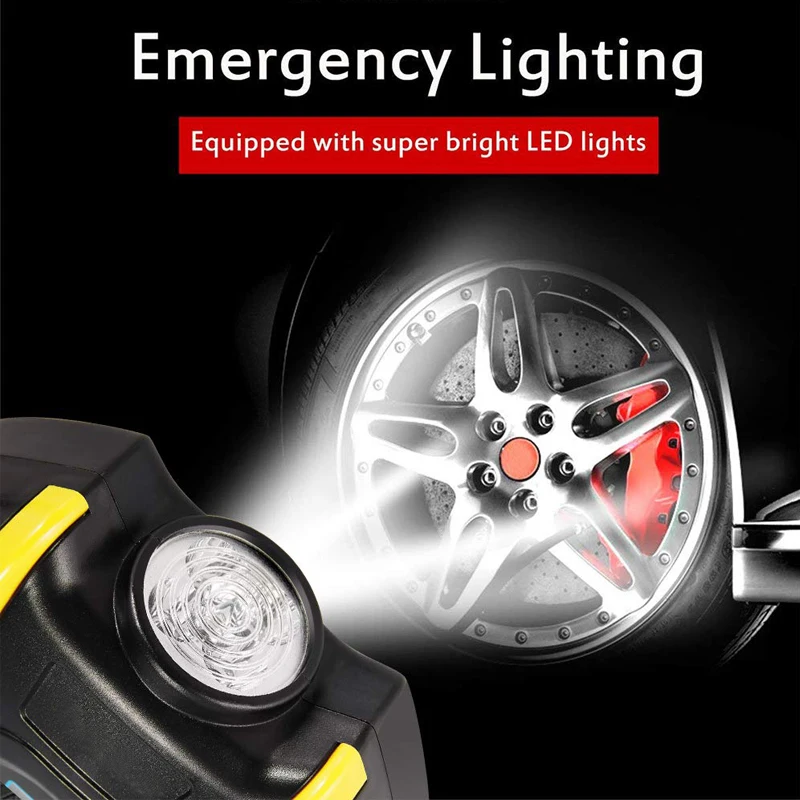 150PSI Electric Tire Inflator Portable Air Compressor with Digital Display and Emergency LED Lighting