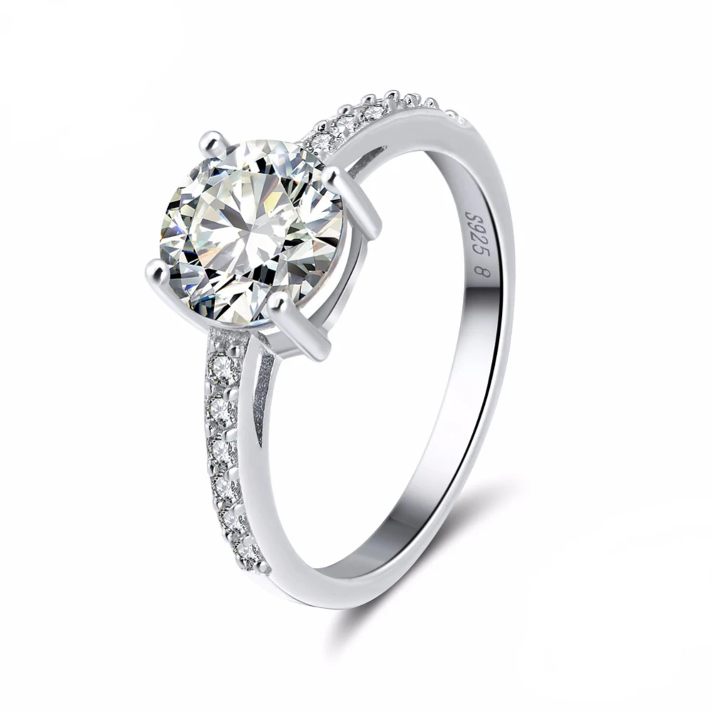 

RINNTIN SR56 Initial Bridal Jewelry 925 Sterling Silver Sparkling Zircon Diamond Engagement Wedding Rings Women