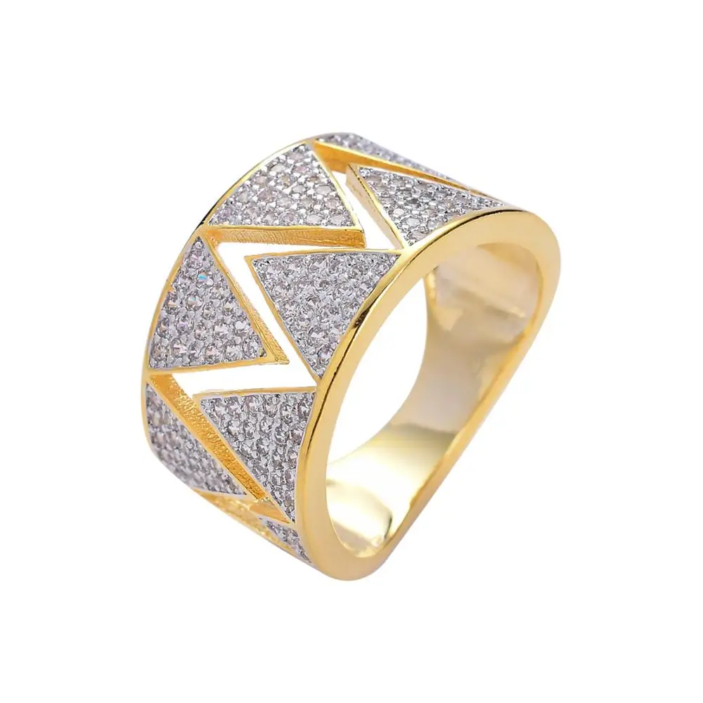 

R008 New Gold Copper Brass mirco setting CZ stone Hip Hop Ring All Iced Out CZ Stone Rings for men women