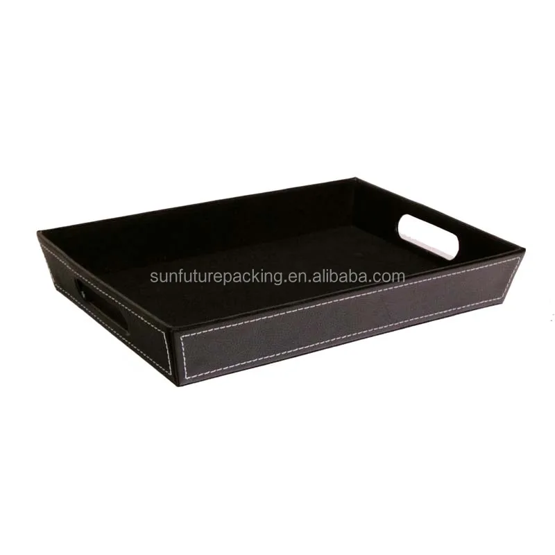 Manufacturer Direct Sale Luxury Hotel Amenity Tray Faux Leather Serving Tray Luxury Decorative