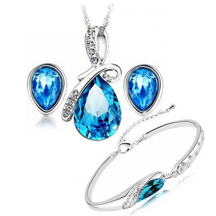 

Angel Tear Necklace earring Bracelet Set for women wedding jewelry set