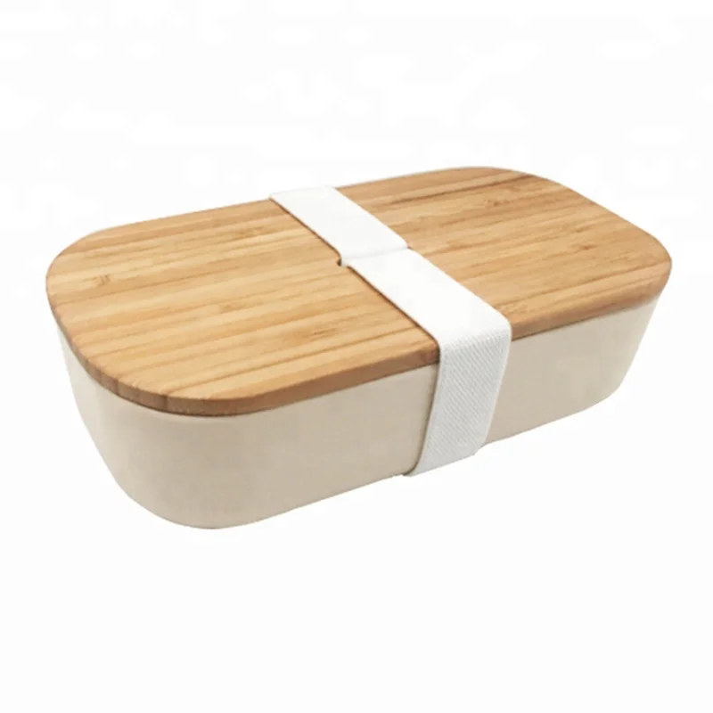 

Best Selling Bamboo fiber biodegradable bento lunch box with elastic, Customized color