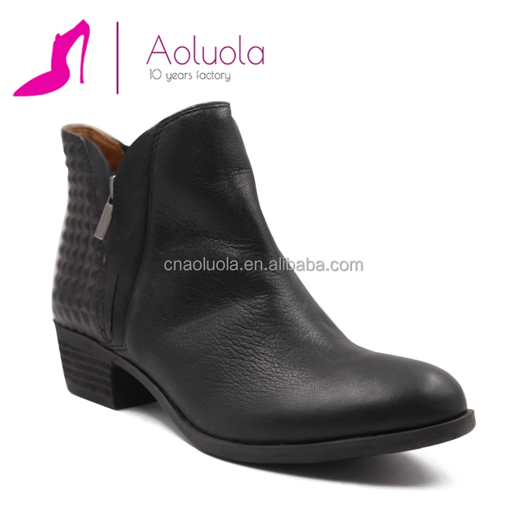 Klassieke ontwerp handgemaakte lederen vrouwen laarzen fabrikant zwarte enkel dames cowboy laarzen