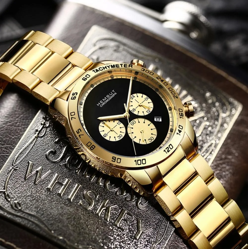 

New Design Golden Durable Digital Wrist Watches For Men, Black white gold