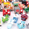 Wooden Vehicle Play Set Wood Toy Cars 12 Pcs Mini Assorted Construction Vehicles and Traffic Trucks Model and Aircraft