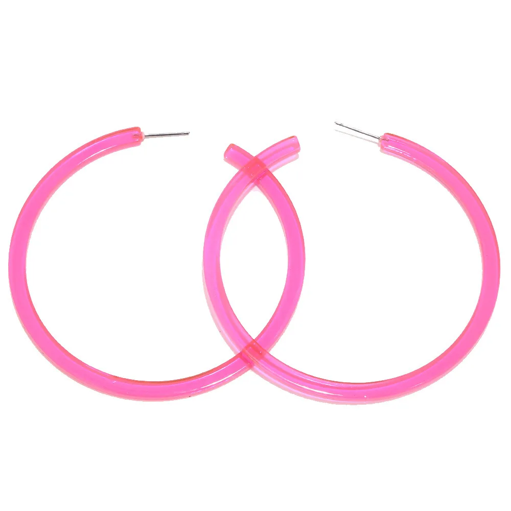 

2019 Summer Neon Pink Color Earrings Acrylic Hoop Earrings For Women Jewelry Gifts