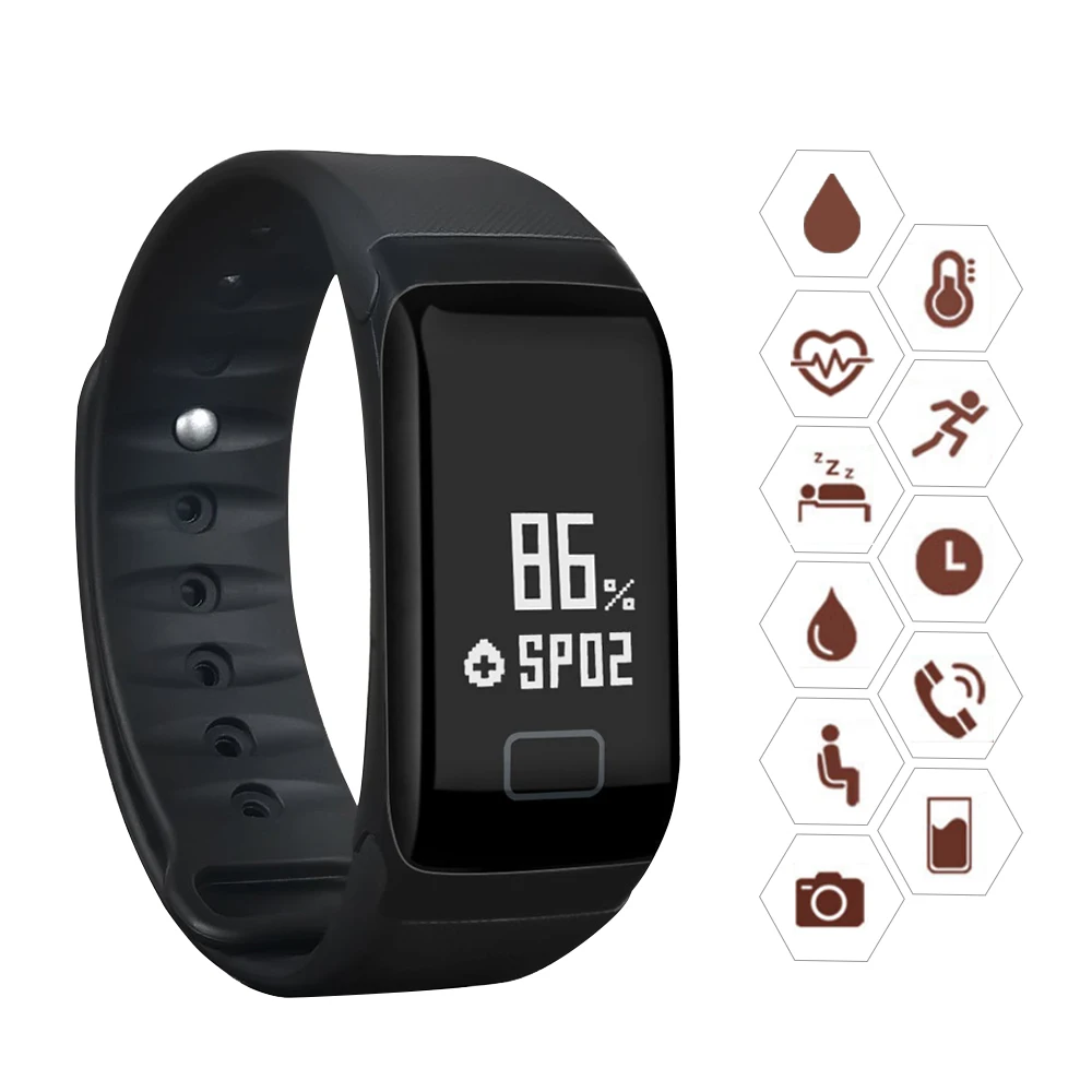 

Fitness Tracker Waterproof Activity Tracker with Heart Rate Blood Pressure Blood Oxygen Monitor Smart Wristband, Black