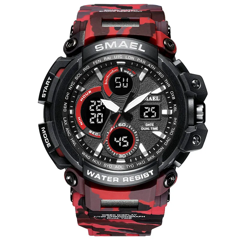 

hot sales smael sports wristwatches hot sales mens fashion waterproof watches plastic band camo watches men multifunction watch