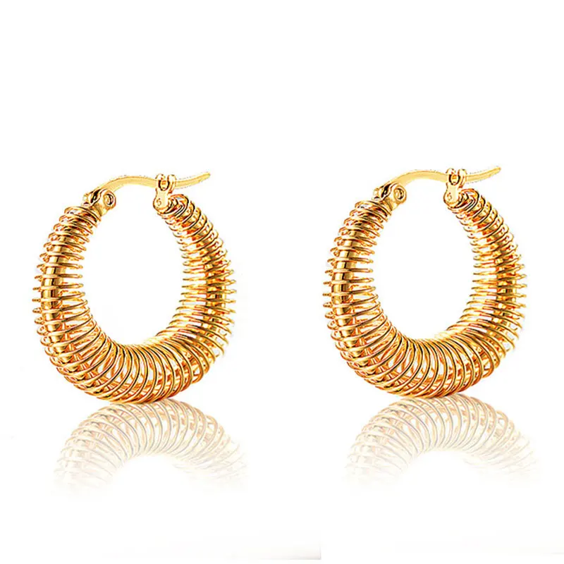 

BAOYAN Fashion Gold Plated Stainless Steel Hoop Earrings For Women Bijoux
