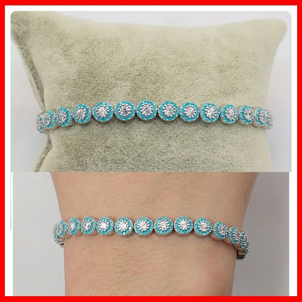 2017 925 sterling silver rose cz bead marble bead bracelet