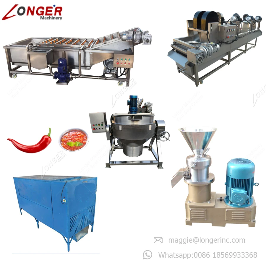 Industrial Red Pepper Paste Grinding Making Chili Sauce Processing