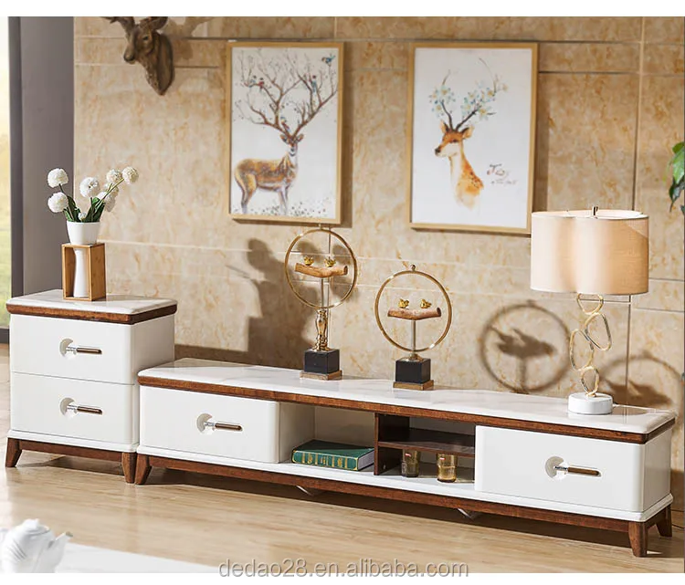 French Style Wooden White Painted TV Cabinet