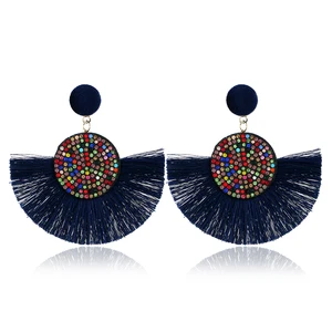 Fashion Colorful Rhinestone Bohemian Tassel Earrings For Women Wholesale N97010