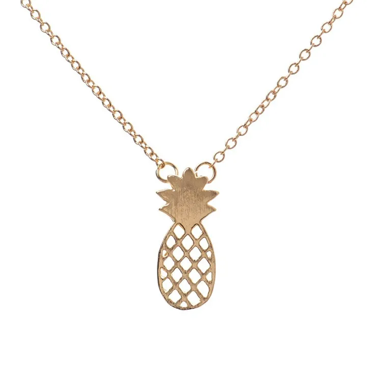 

Boho Chic Minimalist Fruit Jewelry Gift Metal Pineapple Fruit Pendant Necklace, Gold,silver