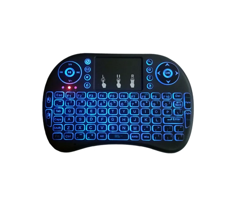 

Custom i8 backlit mini size gaming wireless mouse touchpad backlight keyboard combo for tv box laptop computer, Black;3 colors backlit