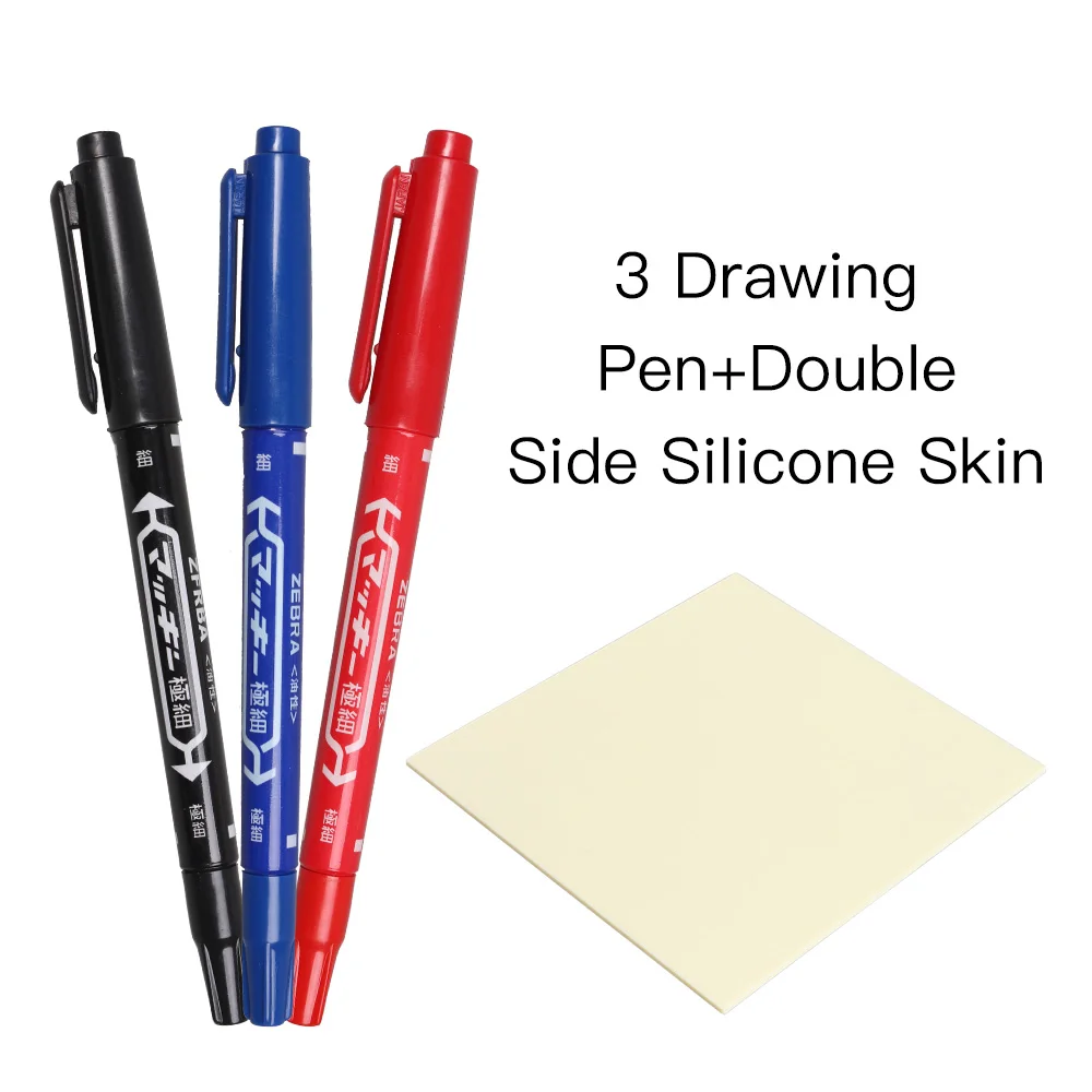 

Double Side Practice Silicone Skin and 3colors Tattoo Drawing Pen