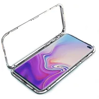 

explosion Single-side Glass Magnetic cover For Samsung Galaxy S10 S10lite S10Plus Metal frame flip phone case
