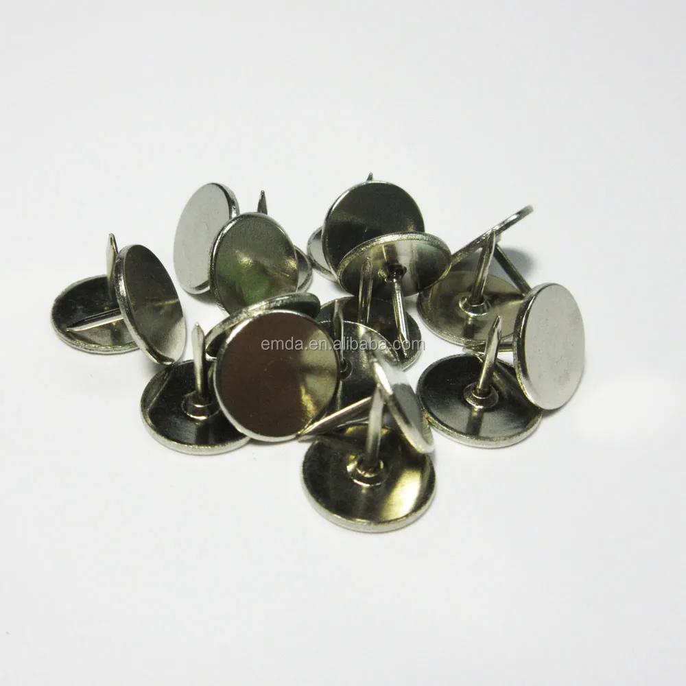 Office Desktop Custom Nickel Silver Metal Flat Head Thumb Tacks Push