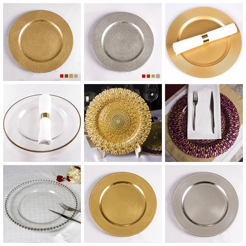 Glass Dinnerware Sets Gold Dinner Plate Chargers Wedding Decorative